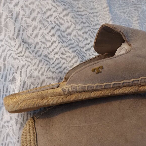 Tory Burch Espadrilles Mules Size 8 Slides Sandals Flats Slip On Beige Leather - Picture 5 of 16